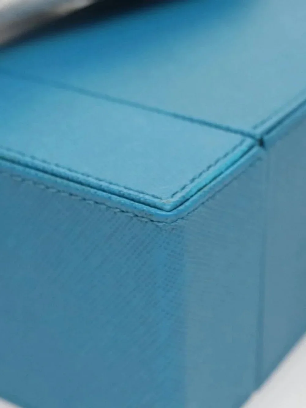PRADA Cosmetic Pouch Leather Blue Auth 118869M